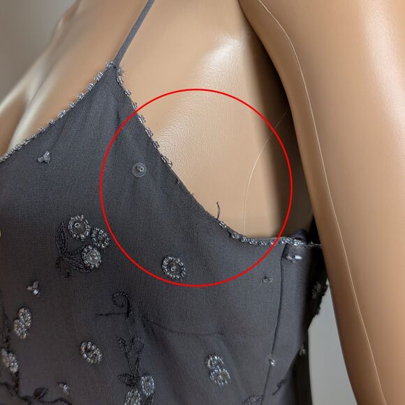 Vintage Y2K Phoebe Maxi Dress Gray Beaded Fairycore Regency Prom Size 10P - Picture 6 of 14